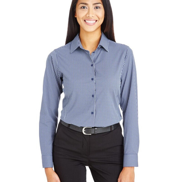 Women's CrownLux Performance® Tonal Mini Check Woven Dress Shirt Thumbnail