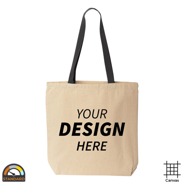 Natural Tote with Contrast-Color Handles Thumbnail